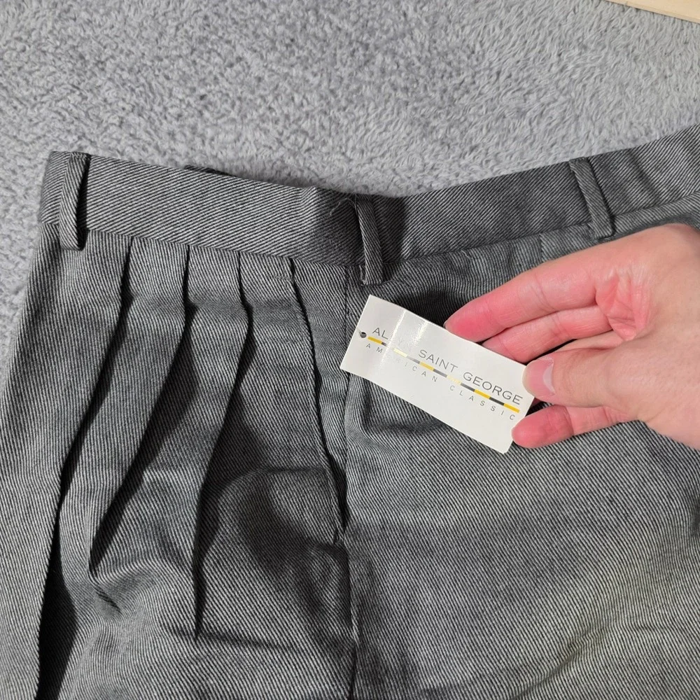 Allyn Saint George Mens 36x30 Dress Pants Grey Pleated Cuffed American Classic
